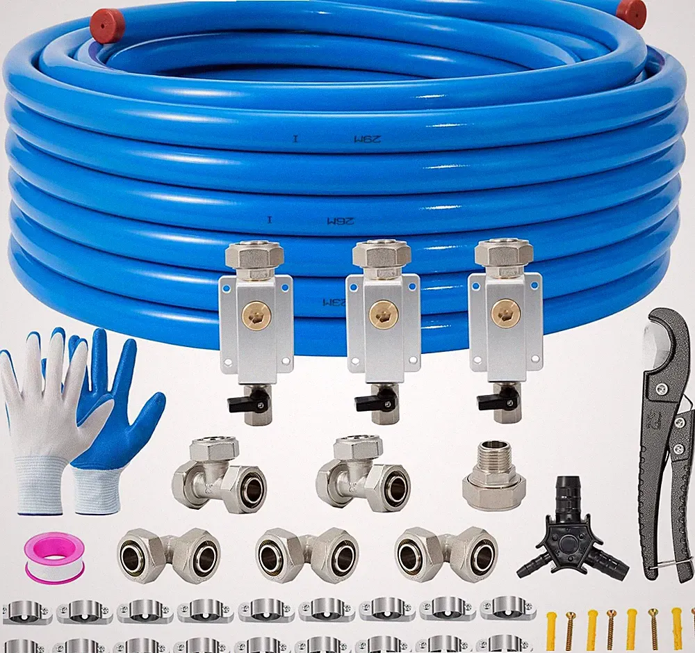 3/4"×100&200&300Ft Compressed Air Line Kit for Shop/Garage, Hdpe-Aluminum Rapid