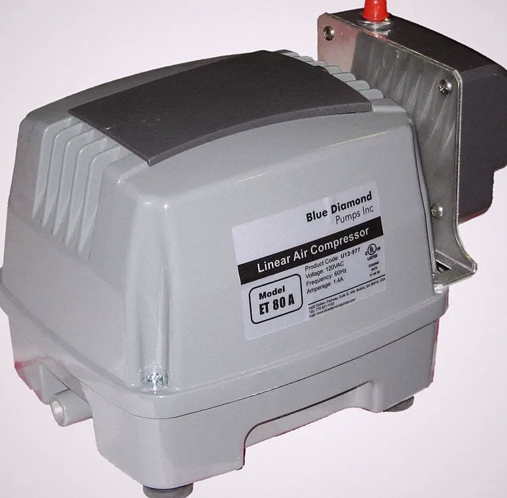 Blue Diamond ETA 80 Septic or Pond Linear Diaphragm Air Pump with Built in Alarm