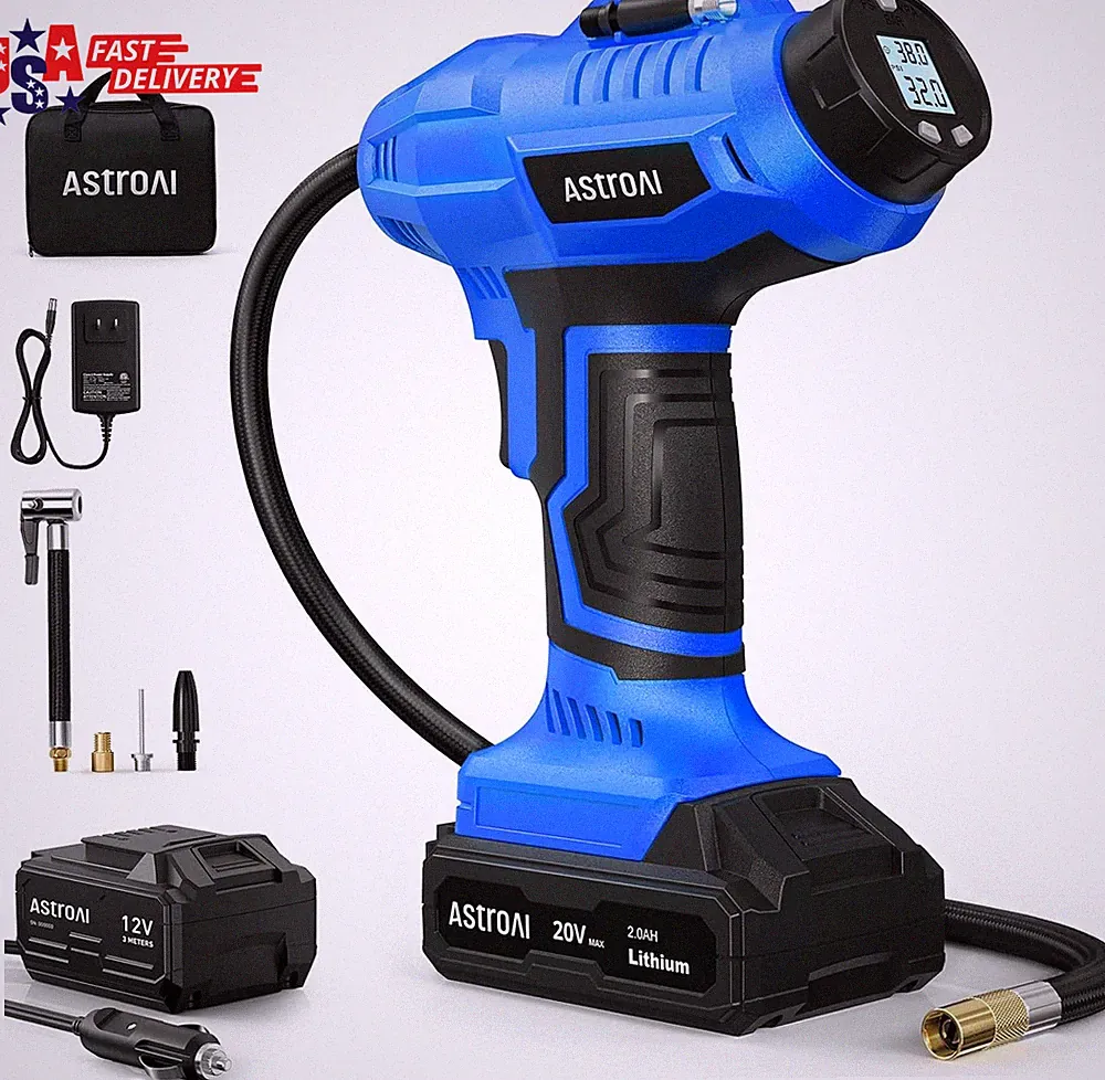 C2 Cordless Tire Inflator Air Compressor 20V Rechargeable Battery Powered 160PSI