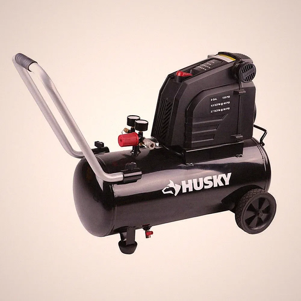 Hotdog Air Compressor Husky 8 Gallon 150PSI Compact Quiet 1.8 HP Quick Coupler