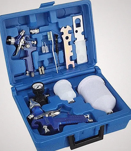 HVLP Gravity Feed Paint Sprayer Kit 0.8 & 1.4mm Nozzles Auto Paint Tool
