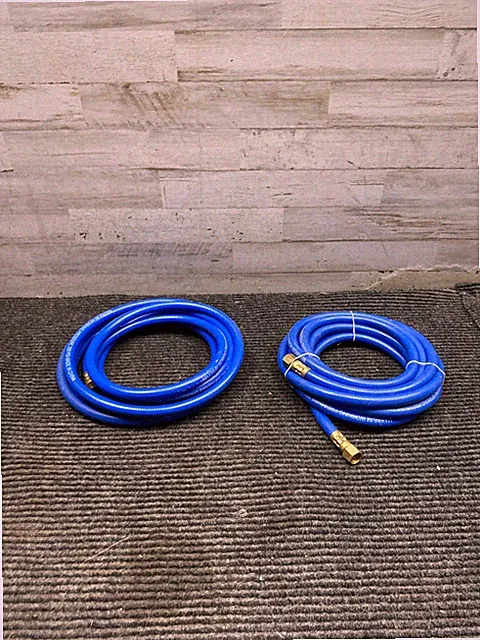 NOS Lot of 2 Blue Air Hose 1/4 Inch Female NPT Fittings 200 PSI (15FT EACH)