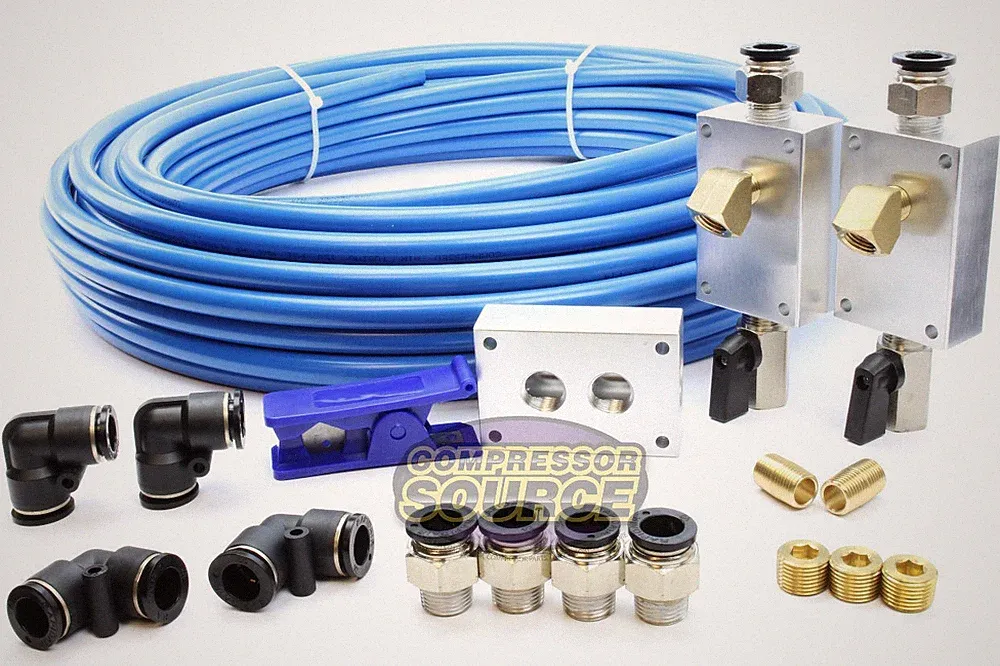 Rapid Air Garage Shop Compressed Air Line Kit Complete System 100 ft 1/2"