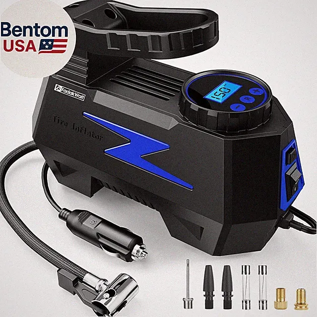 Tire Inflator Portable Air Compressor, DC 12V Tire Air Pump with LED and 150PSI