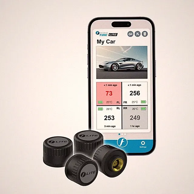 TIRE LITE TPMS Sensor: Wireless, Bluetooth 5.0, Real-Time, Easy DIY, iOS/Android