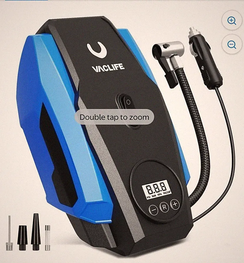 VacLife Air Compressor Tire Inflator LED Light - 12V DC - Air Pump for Car Tires
